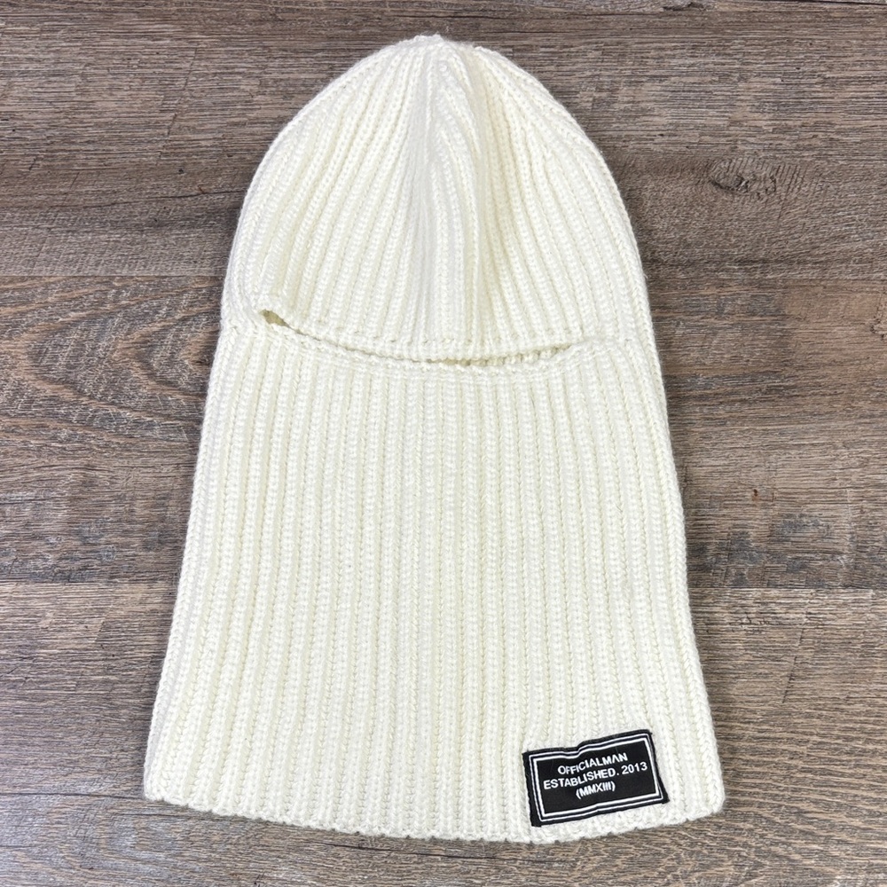 OFFICIALMAN Rib-Knit Balaclava – Cream White